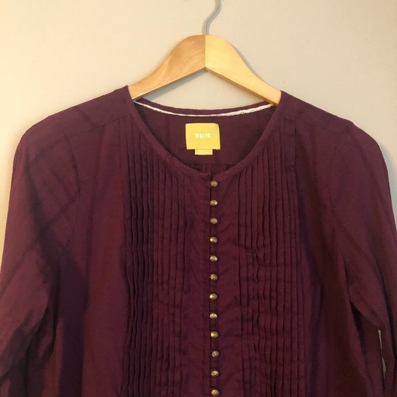 Anthropologie Maeve Burgandy Button Up Shirt Size Small - Picture 4 of 12